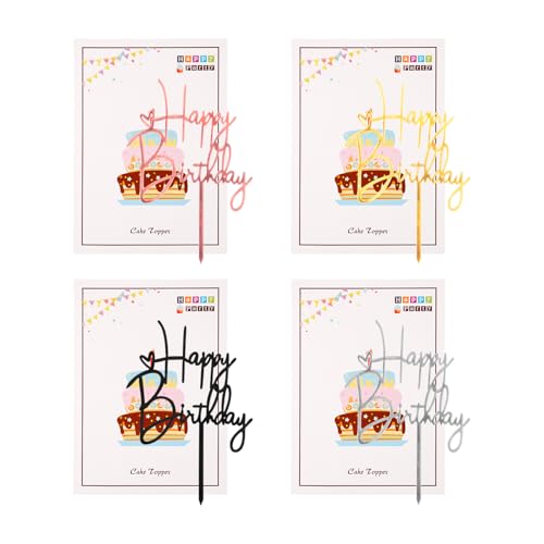 Tabanzhe Kuchenaufsätze, 4 Stück, "Happy Birthday"-Kuchenaufsatz, Spiegel, Acryl, Happy Birthday-Kuchenschild, Kucheneinsätze, Dekorzubehör für Geburtstagsparty, Kuchen, Dessert, Cupcakes, DIY (4 Tabanzhe Kuchenaufsätze, 4 Stück, "Happy Birthday"-Kuchenaufsatz, Spiegel, Acryl, Happy Birthday-Kuchenschild, Kucheneinsätze, Dekorzubehör für Geburtstagsparty, Kuchen, Dessert, Cupcakes, DIY (4 von Tabanzhe