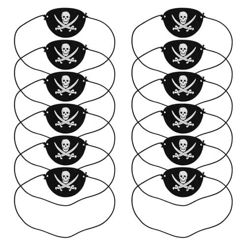 Tabanzhe Piraten-Augenklappen, Totenkopf- und gekreuzte Knochen, weich, bequem, Cosplay-Patches für Erwachsene, Kinder, Halloween, Weihnachten, Maskerade, Motto-Party, 12 Stück Tabanzhe Piraten-Augenklappen, Totenkopf- und gekreuzte Knochen, weich, bequem, Cosplay-Patches für Erwachsene, Kinder, Halloween, Weihnachten, Maskerade, Motto-Party, 12 Stück von Tabanzhe