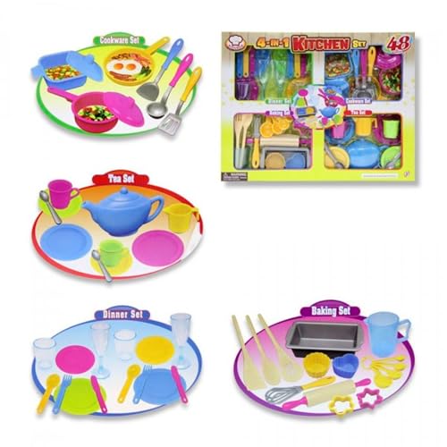 TACHAN - 4-in-1-Küchengeschirr-Set, Kinder-Küchenspiel, 4 Spielszenarien, 48 Teile (CPA Toy Group 728T00452) von Tachan