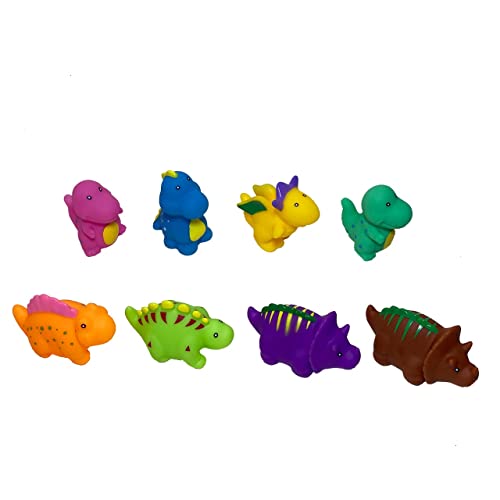 TACHAN - Tasche 8 Badefiguren - Urhistorische Tiere Dinosaurier - Weiches und weiches Material - Badewannenspielzeug - Einfach zu verstauen und zu transportieren (CPA Toy Group 756T00811) von Tachan