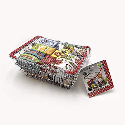 Tachan 729T00489 Einkaufskorb aus Metall, mit Lebensmitteln, 15 Stück, Mehrfarbig, Large von Tachan