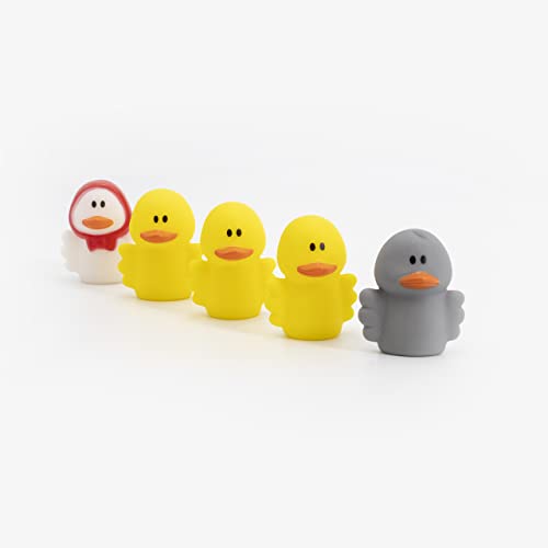 Tachan - Puppen und Badefiguren Set mit der Familie der Hässlichen Ente, Fingerpuppen und stimulieren das Spiel von Kindern und Babys im Wasser, grau (756T00587) von Tachan