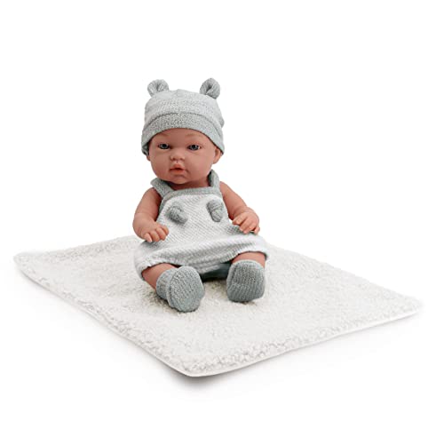 Tachan - Babypuppe, 30 cm, mit blauem und weißem Strickstück, mit Lammdecke, realistischer Baby-Physik, bewegliche Gliedmaßen (CPA Toy Group Trading S.L. 788T00624) von Tachan
