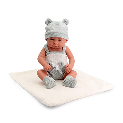 Tachan - Babypuppe, 40 cm, mit grauem und weißem Strickstück, mit Lammdecke, realistischer Baby-Physik, bewegliche Gliedmaßen (CPA Toy Group Trading S.L. 788T00628) von Tachan