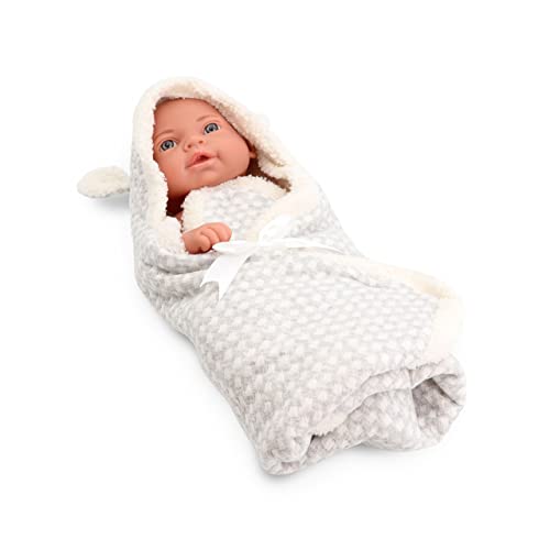 Tachan - Babypuppe, 40 cm, mit grauem Schicht, realistischer Baby-Physico, bewegliche Gliedmaßen (CPA Toy Group Trading S.L. 788T00626) von Tachan