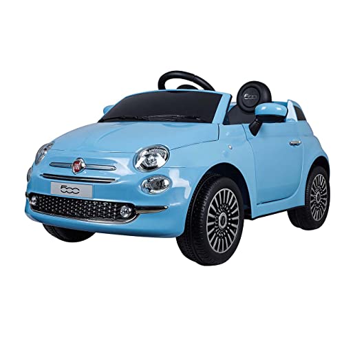 Tachan - Elektrisches Fahrzeug FIAT 500 blau für Kinder, Akku 6 V und mit Funksteuerung r/c 2,4 g, Lichter, Hupe und Zündung (711T00643 CPA Toy GROPU Trading S.L.) von Tachan
