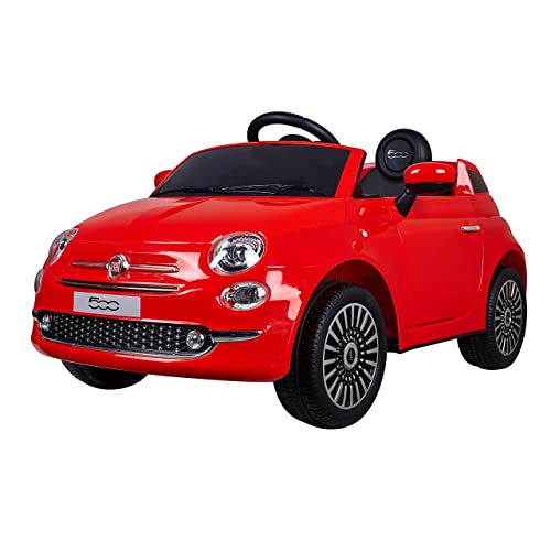 Tachan - Elektrisches Fahrzeug FIAT 500 rot für Kinder, Akku 6 V und mit Radiosteuerung r/c 2,4 g, Lichter, Hupe und Zündung (711T00642 CPA Toy GROPU Trading S.L.) von Tachan