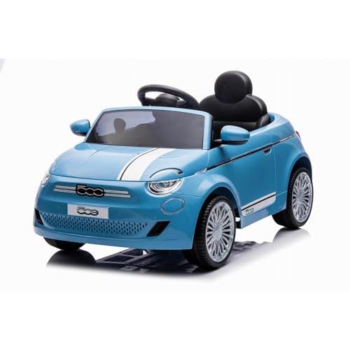 Tachan - Elektrofahrzeug FIAT 500 - Farbe Blau - Batterie 12 V - Kindersicherung durch R/C - +3 Jahre (711T00852 CPA Toy Group) von Tachan