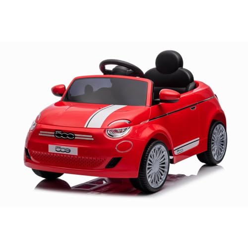 Tachan - Elektrofahrzeug FIAT 500 - Rot - Batterie 12 V - Kindersicherung durch R/C + 3 Jahre (711T00853 CPA Toy Group) von Tachan