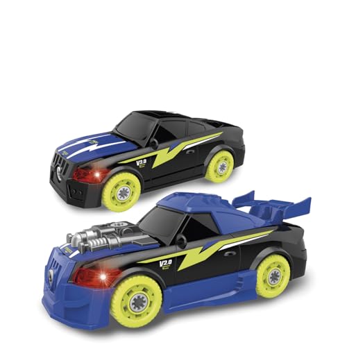 Tachan Rennfahrzeug - 2 Modelle in 1-26-teiliges Montageset - Lichter und Geräusche - mit Elektroschrauber - +3 (CPA Toy Group 766T00898) von Tachan