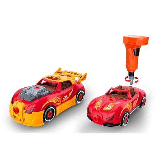 Tachan Rennfahrzeug - 2 Modelle in 1-26-teiliges Montageset - Rot - mit Elektroschrauber - +3 (CPA Toy Group 766T00900) von Tachan