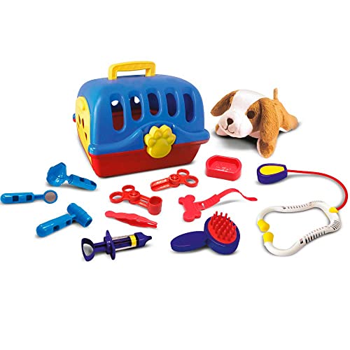Tachan Tierarztkoffer mit Plüschhund und 13 Tierpflegezubehör, Haustier-Set Tachan Tierarztkoffer mit Plüschhund und 13 Tierpflegezubehör, Haustier-Set von Tachan