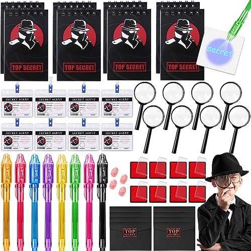 48STK. Detektiv Kindergeburtstag Mitgebsel mit UV Stift, Notizbuch,Fingerabdruck Stempelkissen, Detektivausweis,Lupen, Dedektivset Detektivkoffer Pinata Füllung Give Aways Gastgeschenk Kinder von Tacobear