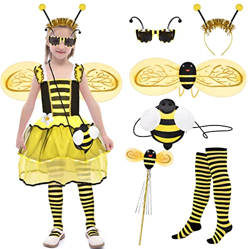 7 STK. Bienen Kleid Mädchen mit Tüllrock Kostüm Biene Kinder Karneval Cosplay Kostüm mit Wings Tasche Gestreifte Gamaschen Antenne Stirnband Zauberstab Brille für Mädchen 3 4 5 6 7 8 9 10 Jahren 7 STK. Bienen Kleid Mädchen mit Tüllrock Kostüm Biene Kinder Karneval Cosplay Kostüm mit Wings Tasche Gestreifte Gamaschen Antenne Stirnband Zauberstab Brille für Mädchen 3 4 5 6 7 8 9 10 Jahren von Tacobear