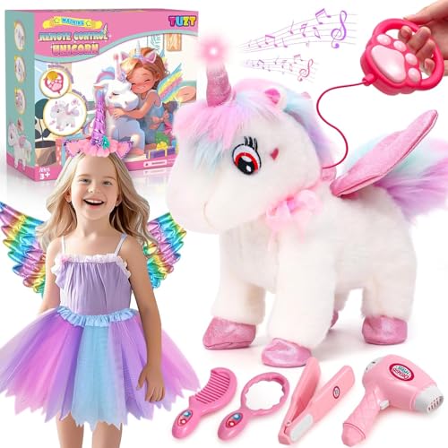 Einhorn Geschenke für Mädchen 3 4 5 6 Jahre Kuscheltier Einhorn Spielzeug Haustier Interaktives Elektrischer mit Ferngesteuerter Leine Einhorn Kostüm Kinder Geburtstag Geschenk Mädchen ab 3 Jahren von Tacobear