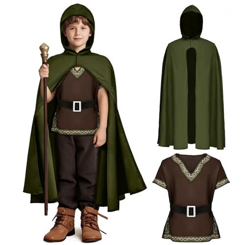 Mittelalter Kostüm Junge Wikinger Kinderkostüm Umhang mit Kapuze Tunika Tshirt Gürtel Bogenschütze Piraten Cosplay Jugendliche Teenager Verkleidung Halloween Party Fasching Karneval (130, 7-8Jahre) Mittelalter Kostüm Junge Wikinger Kinderkostüm Umhang mit Kapuze Tunika Tshirt Gürtel Bogenschütze Piraten Cosplay Jugendliche Teenager Verkleidung Halloween Party Fasching Karneval (130, 7-8Jahre) von Tacobear
