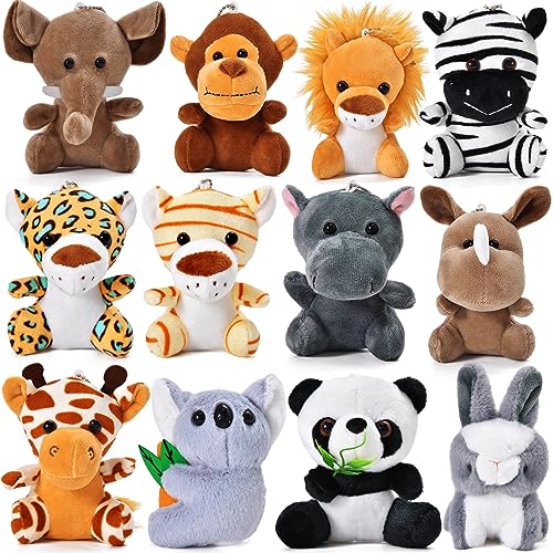 Tacobear 12 Stück Dschungel Kuscheltier Spielzeug 14cm Plüsch Schlüsselanhänger Kinder Weiche Mini Püschtier Stofftiere für Safari Party Mitgebsel Geburtstag Ostereier Weihnachten Kleine Geschenke von Tacobear