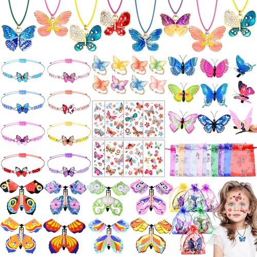 56Stk Schmetterling Party Mitgebsel Kindergeburtstag Mädchen mit Freundschaftsarmband Ringe Halskette Haarspange Tattoos Fliegende Schmetterlinge Geschenktüten Gastgeschenke Kinder Give Aways 56Stk Schmetterling Party Mitgebsel Kindergeburtstag Mädchen mit Freundschaftsarmband Ringe Halskette Haarspange Tattoos Fliegende Schmetterlinge Geschenktüten Gastgeschenke Kinder Give Aways von Tacobear