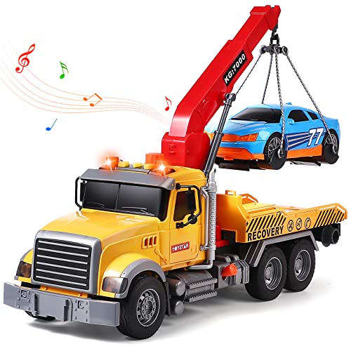 Tacobear Abschleppwagen Spielzeug Großer Transporter LKW Lastwagen 1:16 Abschlepper Spielzeug mit Rennwagen Sound und Licht Fahrzeuge Kinder Spielzeug Geschenk für Jungen 3 4 5 6 Jahre von Tacobear