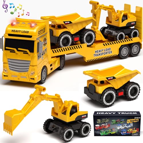 Tacobear Baufahrzeuge Lastwagen Spielzeug Geschenke ab 2 3 4 5 Junge groß LKW Spielzeug & Bagger Muldenkipper Abnehmbar Anhänger, Reibungsbetrieb Autotransporter Spielzeug Geschenkideen Kinder Jungen Tacobear Baufahrzeuge Lastwagen Spielzeug Geschenke ab 2 3 4 5 Junge groß LKW Spielzeug & Bagger Muldenkipper Abnehmbar Anhänger, Reibungsbetrieb Autotransporter Spielzeug Geschenkideen Kinder Jungen von Tacobear
