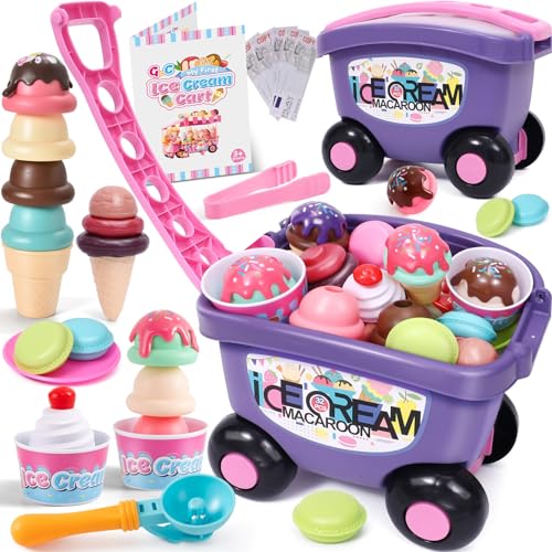 Tacobear EIS Spielzeug für Kinder Eisdiele Eiswagen Kinderküche Zubehör für Rollenspiel Kinder Einkaufsladen Lebensmittel Montessori Spielzeug Geschenk Mädchen Junge ab 3 4 5 6 Jahre von Tacobear