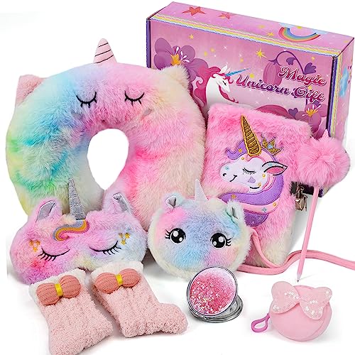 Tacobear Einhorn Geschenke für Mädchen 6 7 8 9 10 Jahre Kuscheltier Nackenkissen Schlafmaske Tagebuch mit Schloss Stift Socken Spielzeug Reise Zubehör Geburtstagsgeschenk Kinder Tacobear Einhorn Geschenke für Mädchen 6 7 8 9 10 Jahre Kuscheltier Nackenkissen Schlafmaske Tagebuch mit Schloss Stift Socken Spielzeug Reise Zubehör Geburtstagsgeschenk Kinder von Tacobear