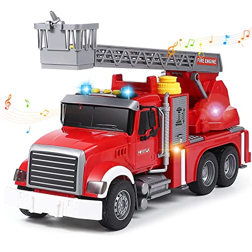 Tacobear Feuerwehrauto Spielzeug Groß Feuerwehr Spielzeug 1:16 mit Wasserspritze, Licht-& Sound Feuerwehr Fahrzeuge Kinder Spielzeug Geschenk für Kinder Jungen 3 4 5 6 Jahre von Tacobear