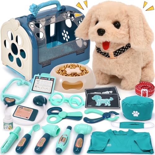 Tierarzt Spielzeug Kinder mit Elektrisch Plüsch Hund Spielzeug der Läuft Bellt Schwanzwedelt, Arzt Kostüm, Hundekäfig Tierarztkoffer Interaktiv Hund Geschenk Spielzeug Kinder Mädchen 3 4 5 6 Jahre Tierarzt Spielzeug Kinder mit Elektrisch Plüsch Hund Spielzeug der Läuft Bellt Schwanzwedelt, Arzt Kostüm, Hundekäfig Tierarztkoffer Interaktiv Hund Geschenk Spielzeug Kinder Mädchen 3 4 5 6 Jahre von Tacobear