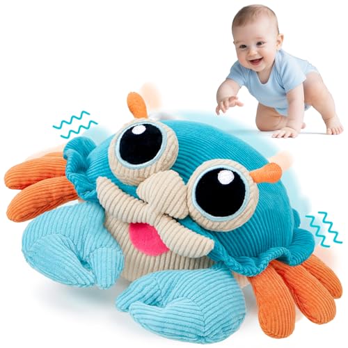 Tacobear Krabbe Baby Spielzeug 6 8 9 10 12 Monate, Musikalische Krabbelspielzeug Babyspielzeug ab 1 Jahr, Crawling Crab Tummy Time Toy Baby Geschenk für Mädchen Junge (Blau) von Tacobear