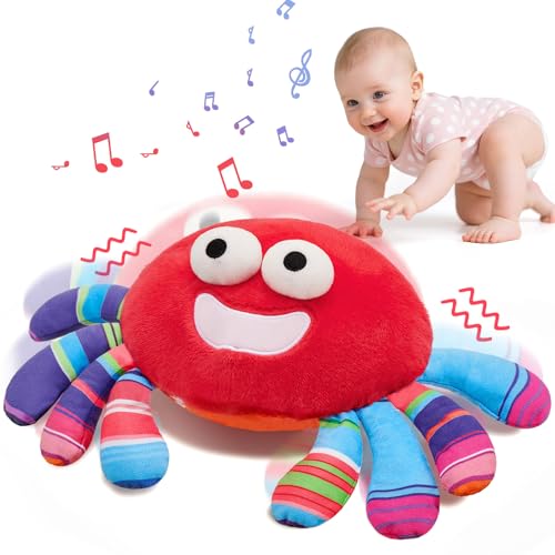 Tacobear Krabbe Baby Spielzeug 6 8 9 10 12 Monate, Musikalische Krabbelspielzeug Babyspielzeug ab 1 Jahr, Crawling Crab Tummy Time Toy Baby Geschenk für Mädchen Junge (Rot) von Tacobear
