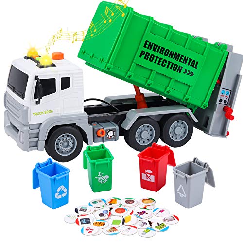 Tacobear Müllauto Müllwagen Spielzeug Geschenke ab 2 3 4 5 Junge, Großer Lastwagen Müllwagen Spielzeug mit 4 Mülleimer Sound und Licht Fahrzeuge Kinder Auto Spielzeug Geschenkideen Kinder Jungen Tacobear Müllauto Müllwagen Spielzeug Geschenke ab 2 3 4 5 Junge, Großer Lastwagen Müllwagen Spielzeug mit 4 Mülleimer Sound und Licht Fahrzeuge Kinder Auto Spielzeug Geschenkideen Kinder Jungen von Tacobear