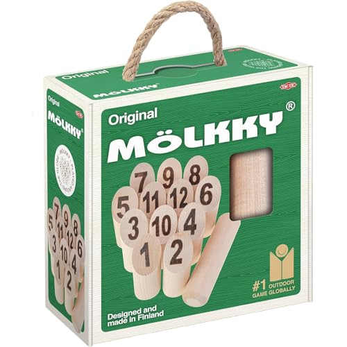 Mölkky Go - leichtes Birkenholz, 12 Skittles, 1 Stock mit Karton - Wurfspiele für Draußen, Garten, Picknick, Strand, Freizeit, Party - Mölkky Spiel für Familie, Gruppen Mölkky Go - leichtes Birkenholz, 12 Skittles, 1 Stock mit Karton - Wurfspiele für Draußen, Garten, Picknick, Strand, Freizeit, Party - Mölkky Spiel für Familie, Gruppen von Mölkky