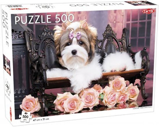 Tactic Puzzle Yorkshire Terrier with Roses 500 Teile von Tactic