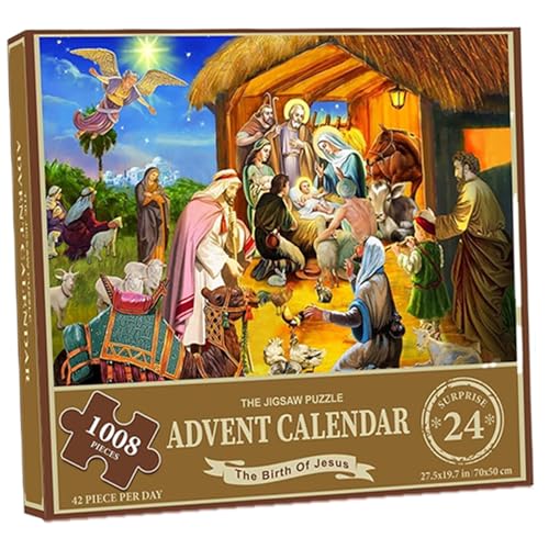 Puzzle -Adventskalender 2024, Weihnachtsab Adventskalender 2024, 1008 Stück Puzzle, 24 Tage die Geburt des COUNDDOWN -Kalenders Jesu Weihnachtsfest, Adventskalender -Puzzle für Kinder Erwachsene Kind Puzzle -Adventskalender 2024, Weihnachtsab Adventskalender 2024, 1008 Stück Puzzle, 24 Tage die Geburt des COUNDDOWN -Kalenders Jesu Weihnachtsfest, Adventskalender -Puzzle für Kinder Erwachsene Kind von Tadoiooy