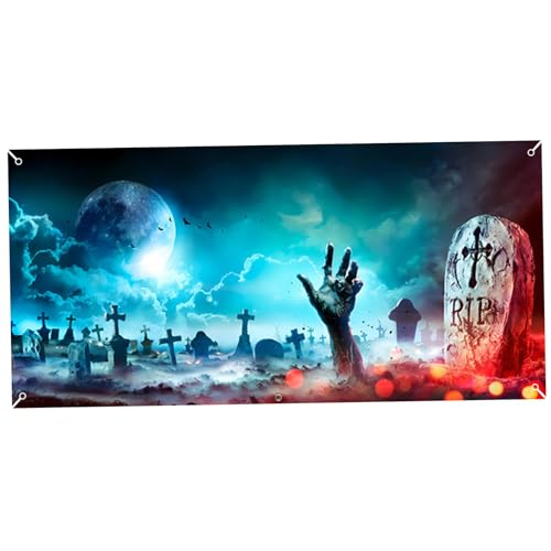 Tadoiooy Halloween Dekor, Halloween Kulisse 13.1x5, 9 ft hängende Polyester Garagentortür Cover schreckliche Friedhofstürabdeckung für Garagendekorationen Party Hintergrund Stil 2 Tadoiooy Halloween Dekor, Halloween Kulisse 13.1x5, 9 ft hängende Polyester Garagentortür Cover schreckliche Friedhofstürabdeckung für Garagendekorationen Party Hintergrund Stil 2 von Tadoiooy