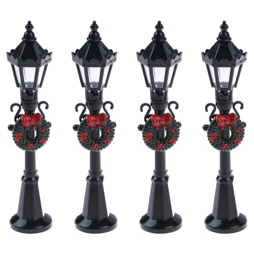 Tadoiooy Mini Street Light Model Weihnachten Lampe Post Dollhouse Pathway Lantern Beleuchtung Dekor für Feengarten 4 PCs, Weihnachtsdekorationen von Tadoiooy