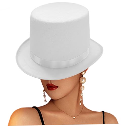 Tadoiooy Top Hüte für Männer Frauen, Klassische viktorianische Weiße Top Hut hautfreundlicher britischer Retro Top Hut für Halloween Cosplay Performance, Hüte für Erwachsene Tadoiooy Top Hüte für Männer Frauen, Klassische viktorianische Weiße Top Hut hautfreundlicher britischer Retro Top Hut für Halloween Cosplay Performance, Hüte für Erwachsene von Tadoiooy