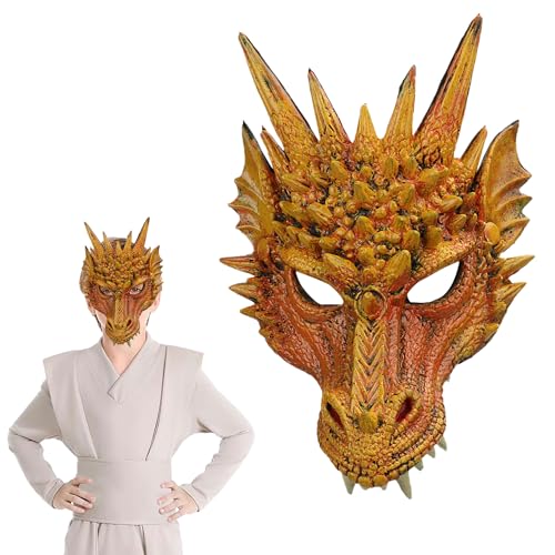 Taechalingo Kostüm Drache,Drachenkostüm Kind,Maske Drache Erwachsene,Halloween Drachen Maske,Halloween Dragon Set,Dinosaurier Cosplay Set für Kinder Jungen Mädchen Halloween Party Karneval von Taechalingo