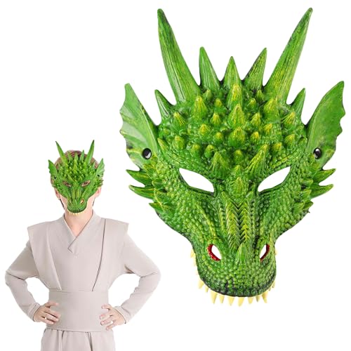 Taechalingo Kostüm Drache,Drachenkostüm Kind,Maske Drache Erwachsene,Halloween Drachen Maske,Halloween Dragon Set,Dinosaurier Cosplay Set für Kinder Jungen Mädchen Halloween Party Karneval von Taechalingo