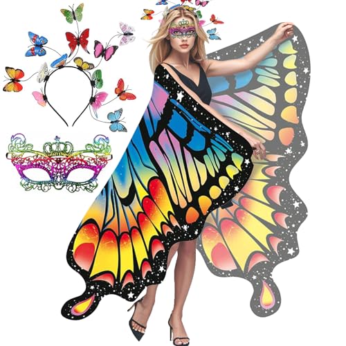 Taechalingo Schmetterling Kostüm Damen,Schmetterling Kostüm Erwachsene,Schmetterling Umhang Damen,Verkleidung Schmetterling Damen,Karneval Kostüm Damen,Faschingskostüme Damen von Taechalingo
