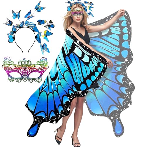 Taechalingo Schmetterling Kostüm Damen,Schmetterling Kostüm Erwachsene,Schmetterling Umhang Damen,Verkleidung Schmetterling Damen,Karneval Kostüm Damen,Faschingskostüme Damen von Taechalingo