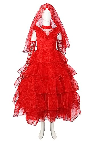 Taeyue Beetle Lydia Deetz Cosplay Kostüm Halloween Karneval Outfits Set Damen Lydia Rot Brautkleid für Erwachsene, M Taeyue Beetle Lydia Deetz Cosplay Kostüm Halloween Karneval Outfits Set Damen Lydia Rot Brautkleid für Erwachsene, M von Taeyue
