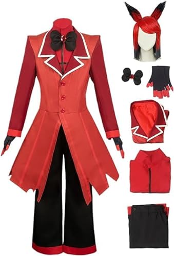 Taeyue Erwachsene Alastor Cosplay Kostüm Hazbin Alastor Mantel Shirt Hosen Outfits Halloween Karneval Set, L von Taeyue