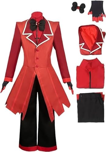 Taeyue Erwachsene Alastor Cosplay Kostüm Hazbin Alastor Mantel Shirt Hosen Outfits Halloween Karneval Set, XS von Taeyue