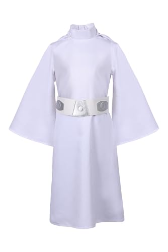 Taeyue Kinder Prinzessin Leia Cosplay Kleid Mädchen Prinzessin Cosplay Kampfkleid Robe mit Gürtel Halloween Karneval Outfits Set, XL Taeyue Kinder Prinzessin Leia Cosplay Kleid Mädchen Prinzessin Cosplay Kampfkleid Robe mit Gürtel Halloween Karneval Outfits Set, XL von Taeyue