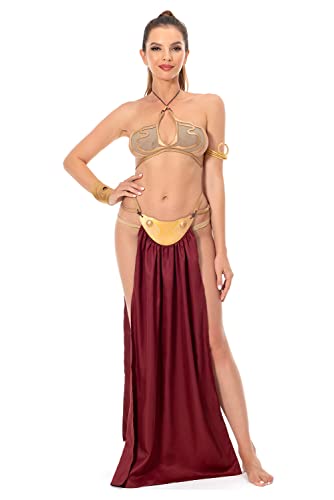 Taeyue Leia Prinzessin Kostüm Cosplay Kleid Die Jedi Figur princess leia slave costume Cosplay Bikini Anzug Halloween Karneval Outfits für Frauen, XL von Taeyue