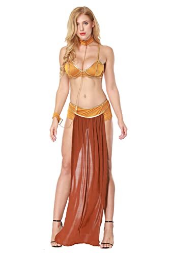 Taeyue Leia Prinzessin Kostüm Cosplay Kleid Die Jedi Figur princess leia slave costume Cosplay Bikini Anzug Halloween Karneval Outfits für Frauen, XL von Taeyue