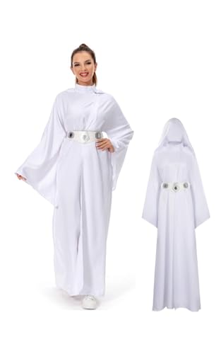 Taeyue Prinzessin Leia Cosplay Kostüm Leia Kleid Damen Kapuze Kleider Gürtel Outfit Halloween Anzug für Erwachsene, S Taeyue Prinzessin Leia Cosplay Kostüm Leia Kleid Damen Kapuze Kleider Gürtel Outfit Halloween Anzug für Erwachsene, S von Taeyue