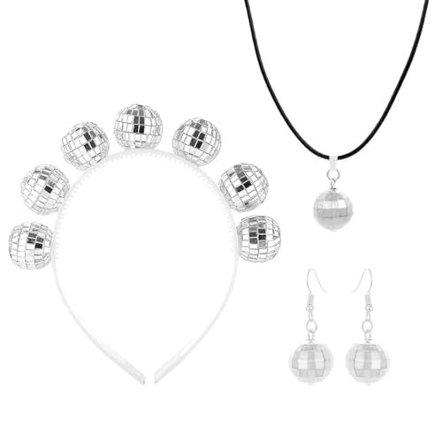 Tahonuss 3-teiliges Disco-Kostüm-Zubehör-Set der 70er-Jahre, inklusive glitzerndem Discoball-Stirnband, ausgefallenes Outfit-Set, Geburtstagsparty-Zubehör für Mädchen und Frauen Tahonuss 3-teiliges Disco-Kostüm-Zubehör-Set der 70er-Jahre, inklusive glitzerndem Discoball-Stirnband, ausgefallenes Outfit-Set, Geburtstagsparty-Zubehör für Mädchen und Frauen von Tahonuss