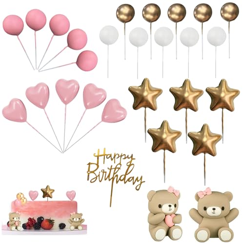Taicols 28 Stück Tortendeko Kugeln, Teddybär Kuchen Deko, Deko Kugeln Torte, Baby Tortendeko, Happy Birthday Cake Topper DIY Tortendeko Hochzeit für Hochzeit Hochzeitstag Geburtstag Babypart (Rosa) Taicols 28 Stück Tortendeko Kugeln, Teddybär Kuchen Deko, Deko Kugeln Torte, Baby Tortendeko, Happy Birthday Cake Topper DIY Tortendeko Hochzeit für Hochzeit Hochzeitstag Geburtstag Babypart (Rosa) von Taicols